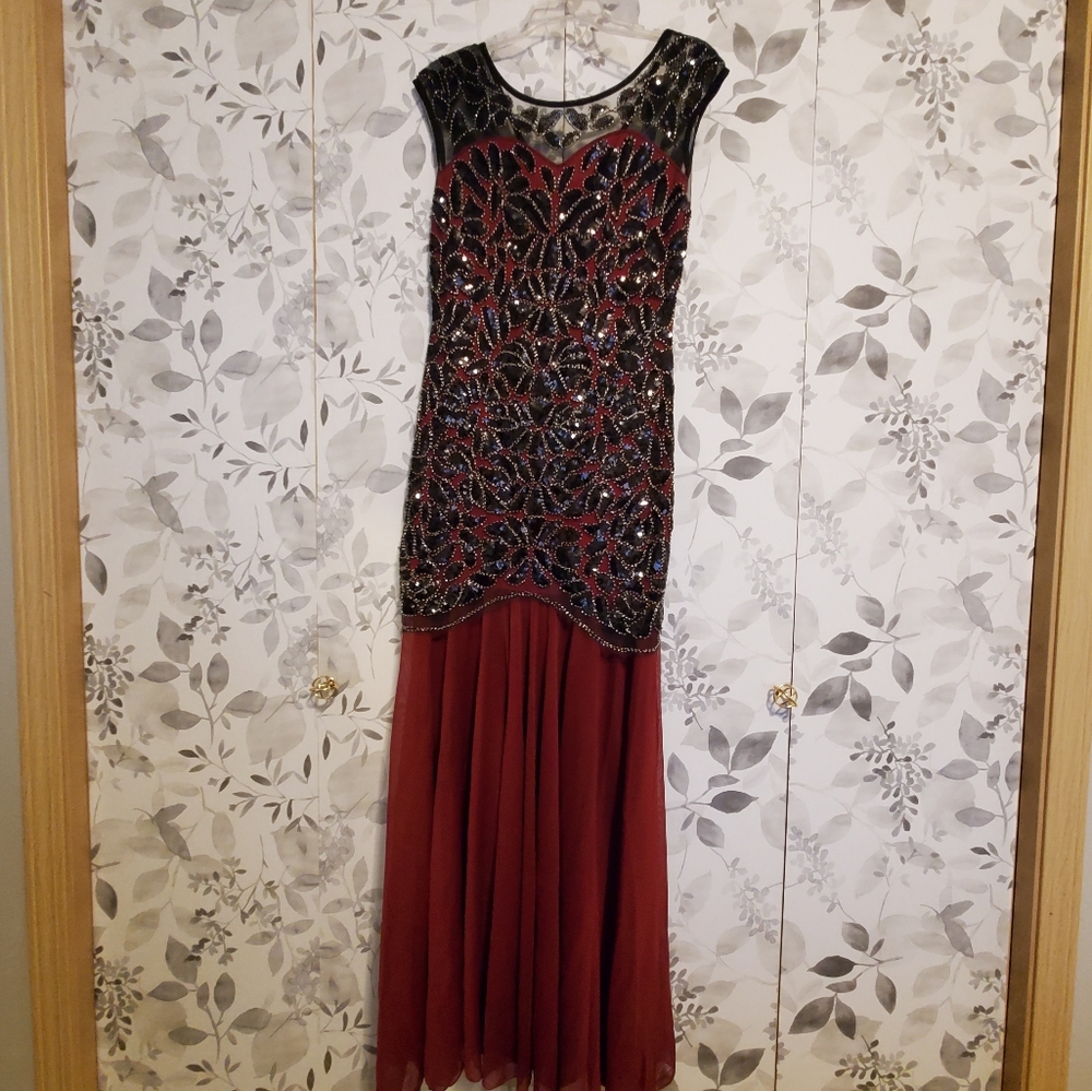 Gorgeous beaded sequin burgundy dress